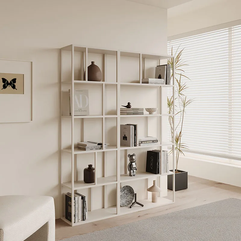 Biblioteca Estantería blanca para el suelo, estantería con soporte, organizador para dormitorio, Estanteria nórdica, Libros, muebles minimalistas