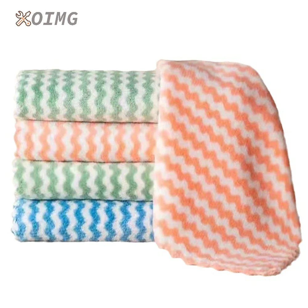 Double-sided Fleece Dishcloths Super Absorbent Cleaning Cloths Scouring Pads Kitchen Washing Dish Rags Glass Windows Wipe Towel