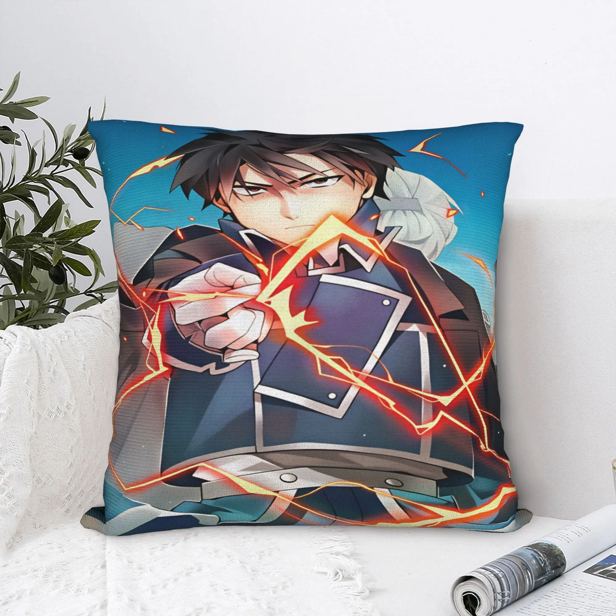 Roy Mustang Pillowcases Fullmetal Alchemists Funny Pillow Case For Sofa Bedroom Home Decor Soft Pillow Cover