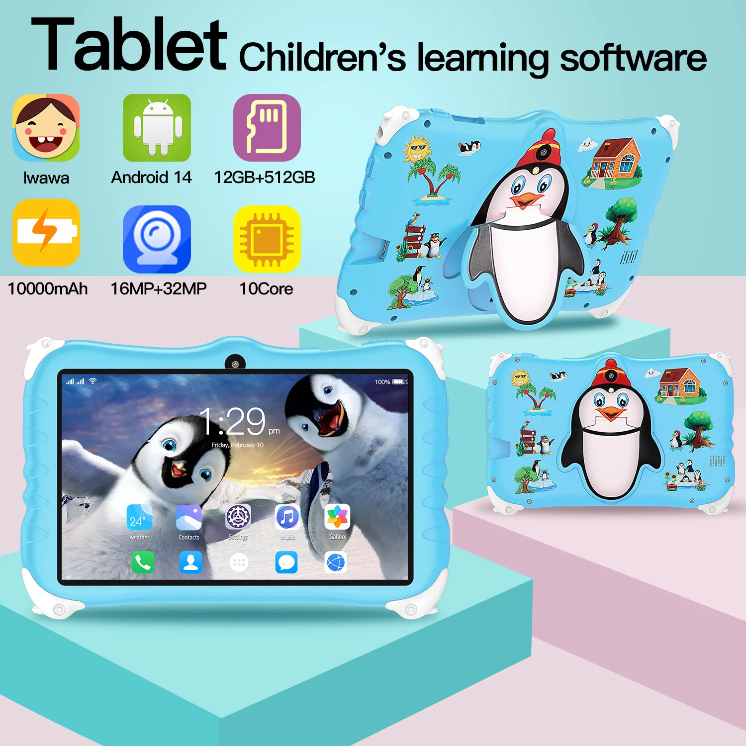 Brand New Android 14 Kids 7 inch Tablet HD Screen Dual SIM Dual Standby 12GB RAM 10000mAh 5G GPS Snapdragon 888 16MP+32MP Camera