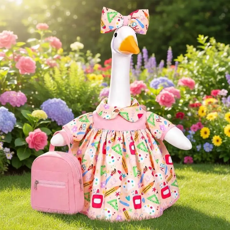 E8BD School-Themed Bird Figure Dress Attire for Porch Display Use