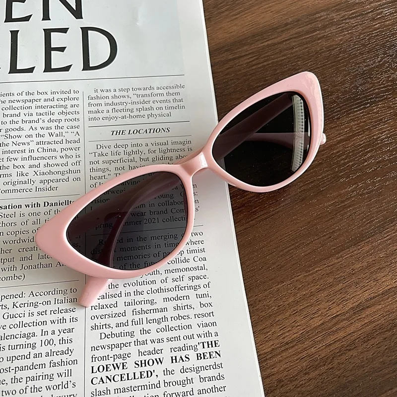 Koreanische Ins Nische High-end Sense Vintage Vielseitige Katzenauge Rosa Sonnenbrille frauen Sonnenschutz Gesicht Kleine Rahmen Sonnenbrille – Detail 5