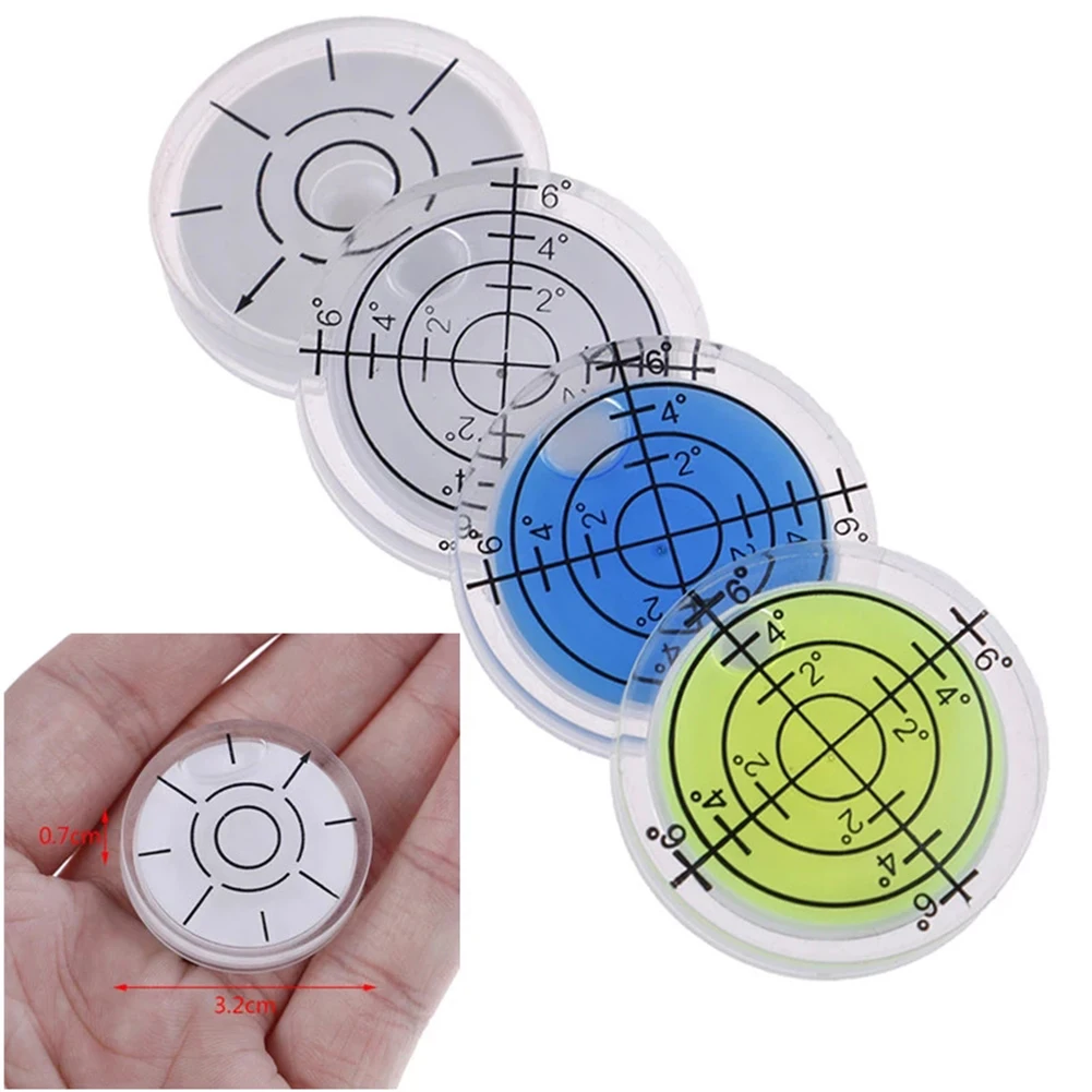 5/1pcs Spirit-Bubble Level Round Horizontal Bubble Level 32x7mm 20°-30° Accuracy Small-Bullseye Level Circular Measuring Meter