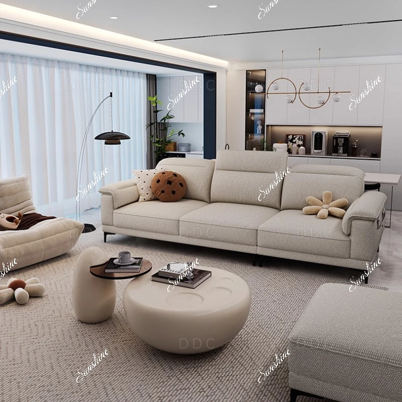 Italian minimalist cotton and linen fabric sofa combination modern minimalist living room adjustable