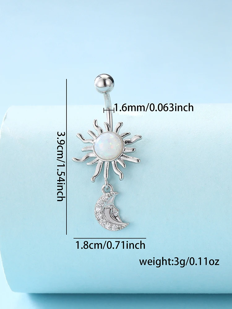 KUNIU1PC stylish retro Sunflower Moon Stainless Steel Ladies body piercing body jewelry belly button staple belly accessories