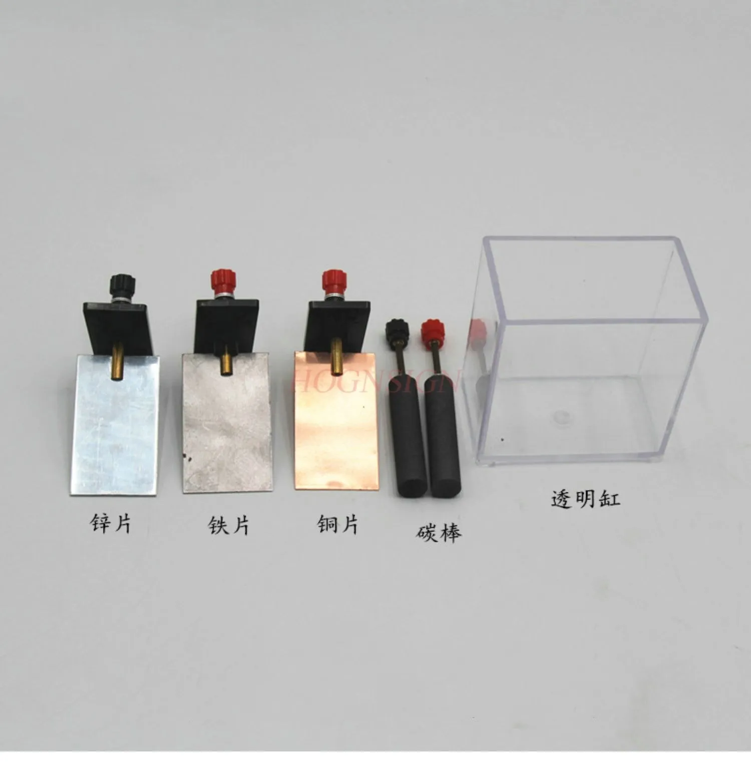 1set Primary battery tester demonstrator wire, light-emitting diode, copper sheet, zinc sheet, iron sheet, carbon rod