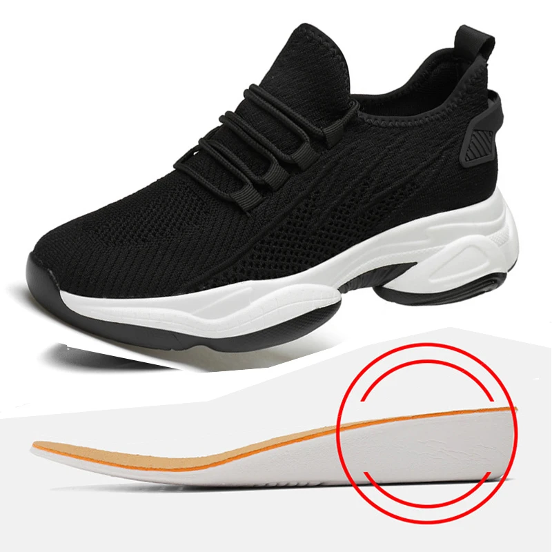 Sneakers Men Elevator Shoes For Men Casual Insole 10cm 8cm 6cm Optiomal Heels Height Increase Shoes Occasins Taller Male 36-44