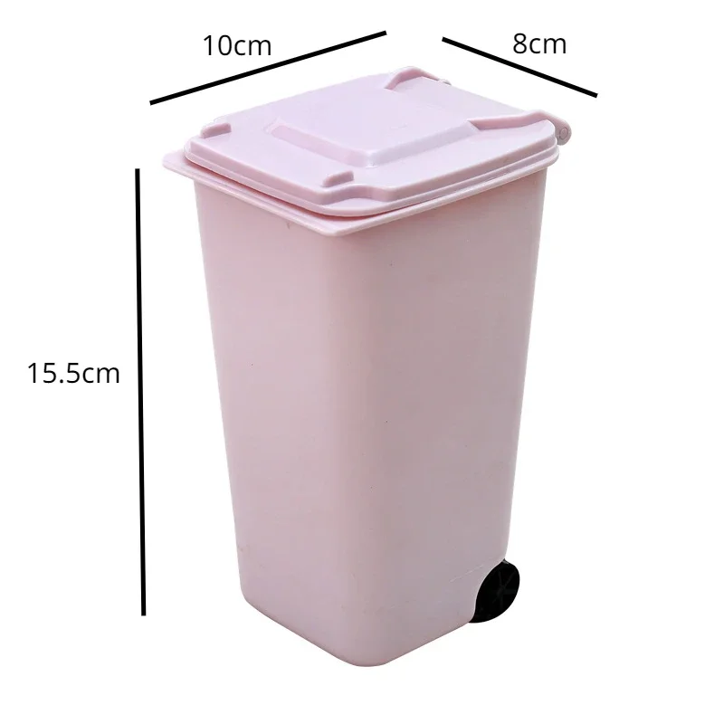 Mini Desktop Trash Can 4color Garbage Storage Box Living Room Coffee Table with Cover Small Paper Basket Plastic Garbage Bag