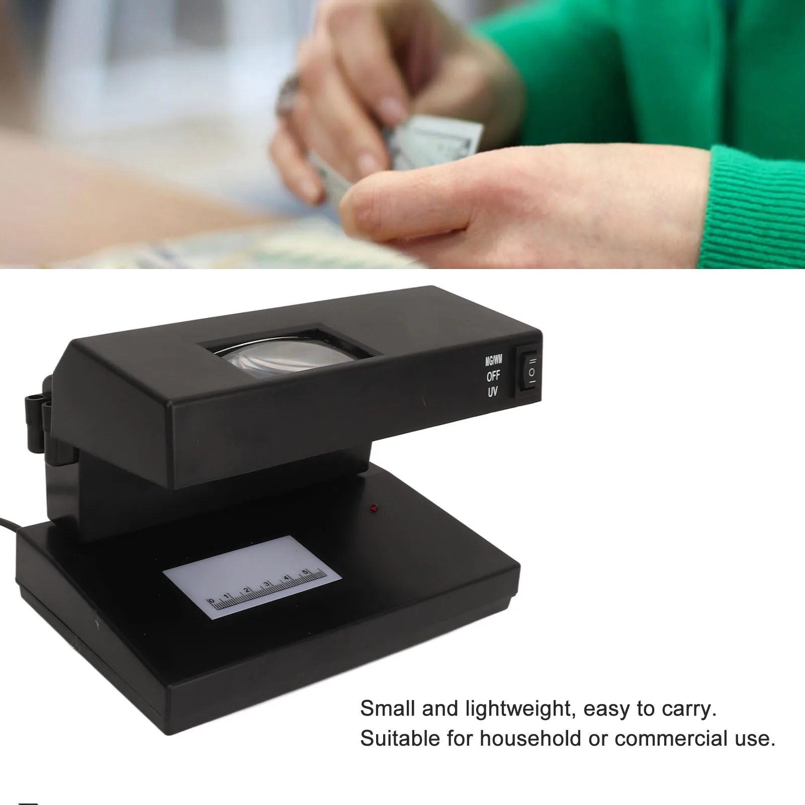 Desktop Counterfeit Detector Counterfeit Bill Detector 9W UV Light Bill Money Detector Checker Tester with Magnifier