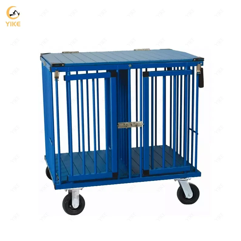 Pet Show Foldable Aluminum Dog Trolley Handled Cat Cage Pet Mobile Foldable Carrier Light-weighted Dog Pet Trolley