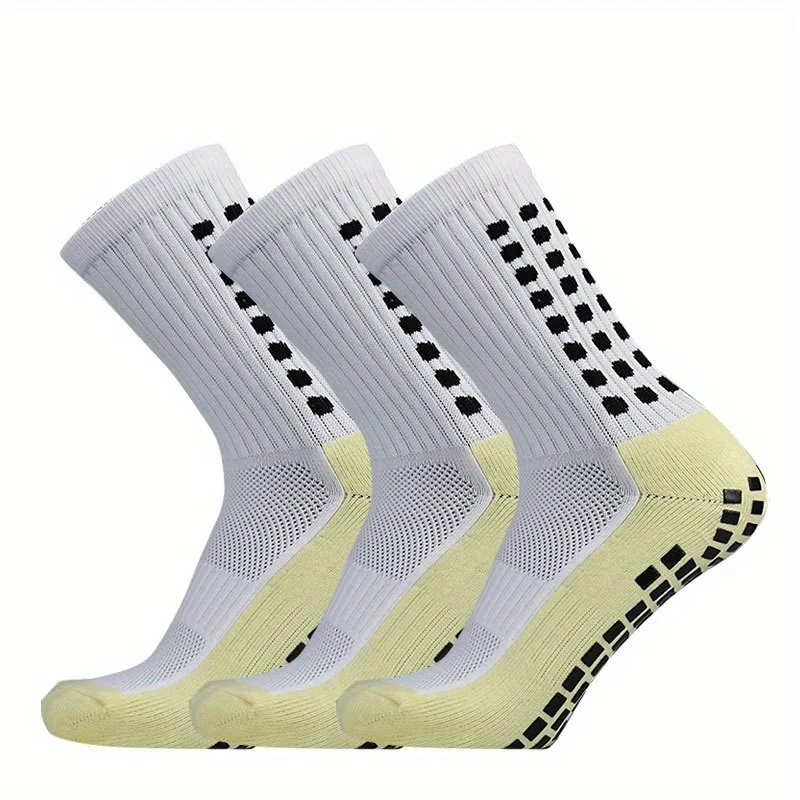 3 Pairs Multifunctional Professional Non-slip Silicone Football Socks, Outdoor Breathable Training Sports Socks