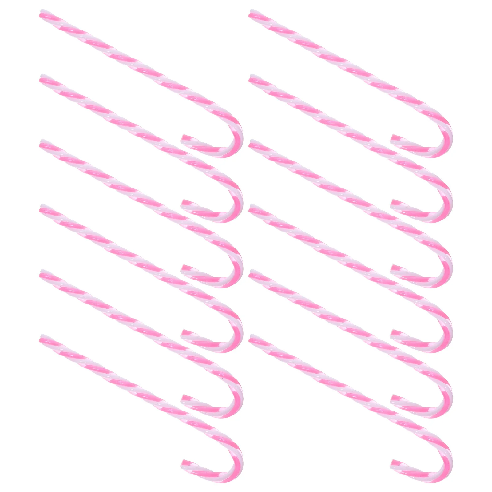 

12Pcs Christmas Candy Cane Decorations Pink Twisted Plastic Spiral Xmas Tree Hanging Ornaments Holiday Indoor Outdoor Party