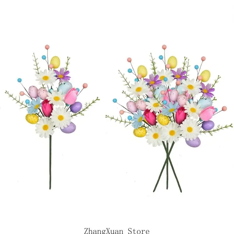 Ostereier, künstliche Blumensträuße, dekoratives Blumenarrangement aus Kunststoff für den Tisch, Kaminsims, Urlaub – Detail 4
