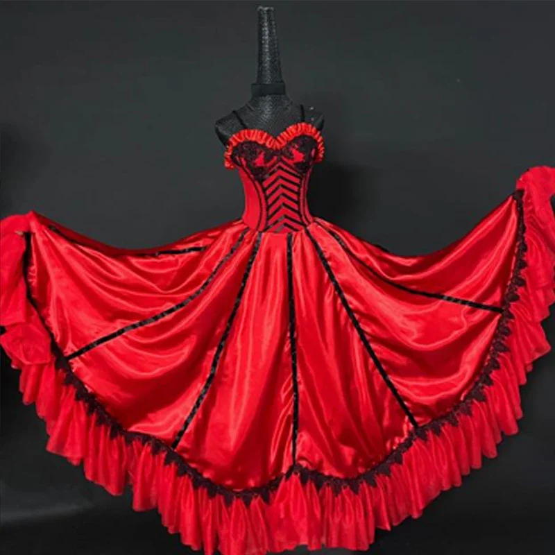 4 colores mujeres fiesta celebrar vestidos de noche Flamenco vestido de baile latino mujer puesta en escena ropa de Festival XS6981