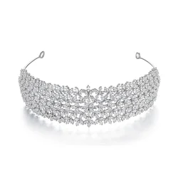 Elegant Bridal Headband For Wedding Headdress Zircon Bride Tiaras Crowns Women Diadem Sweet 16 Birthday Party Prom Headpieces