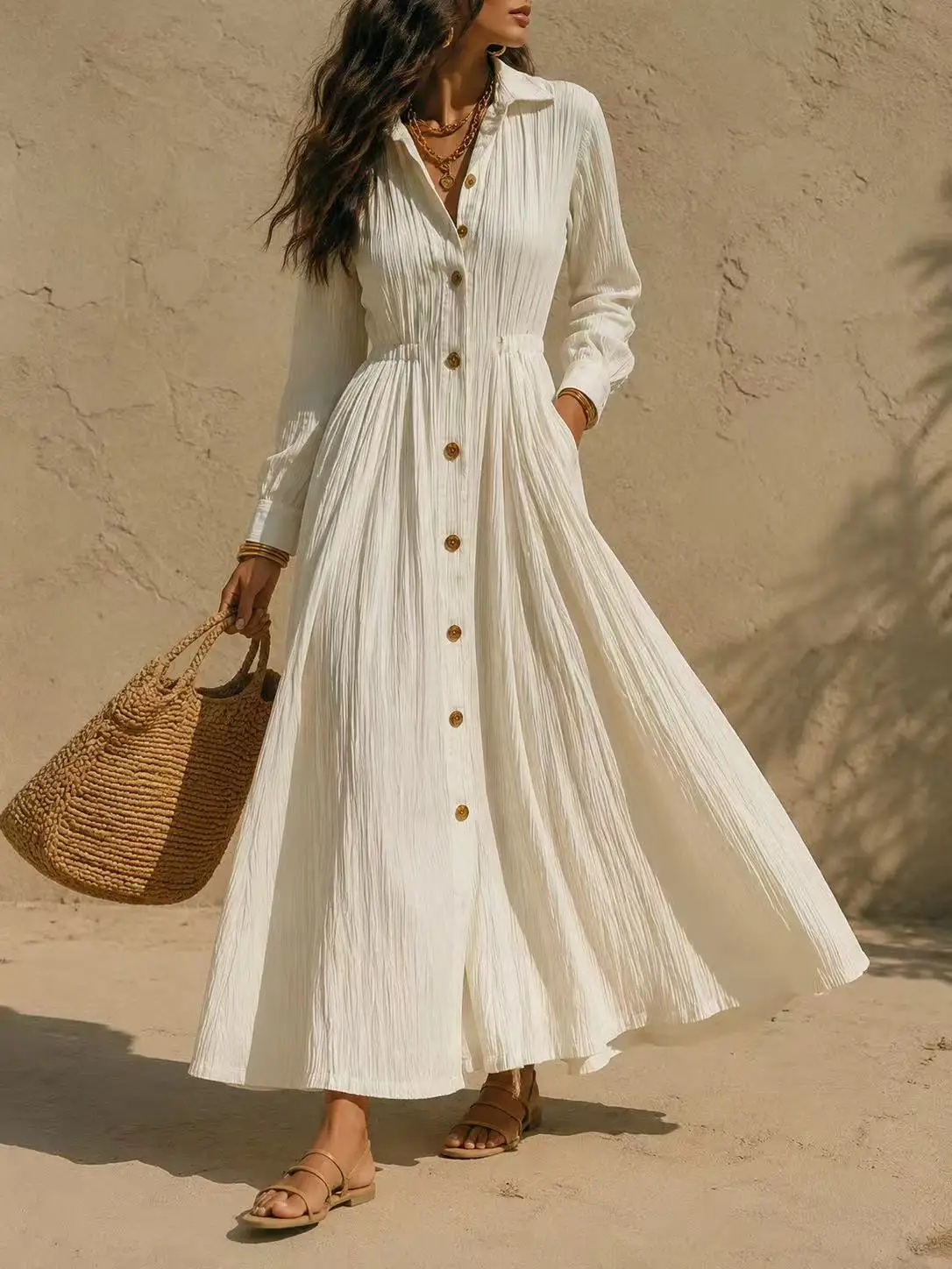 2026 Women's Autumn New Collection: Fitted, Solid-color, Long-sleeve Cardigan Dress – Versatile And Stylish Prom Maxi