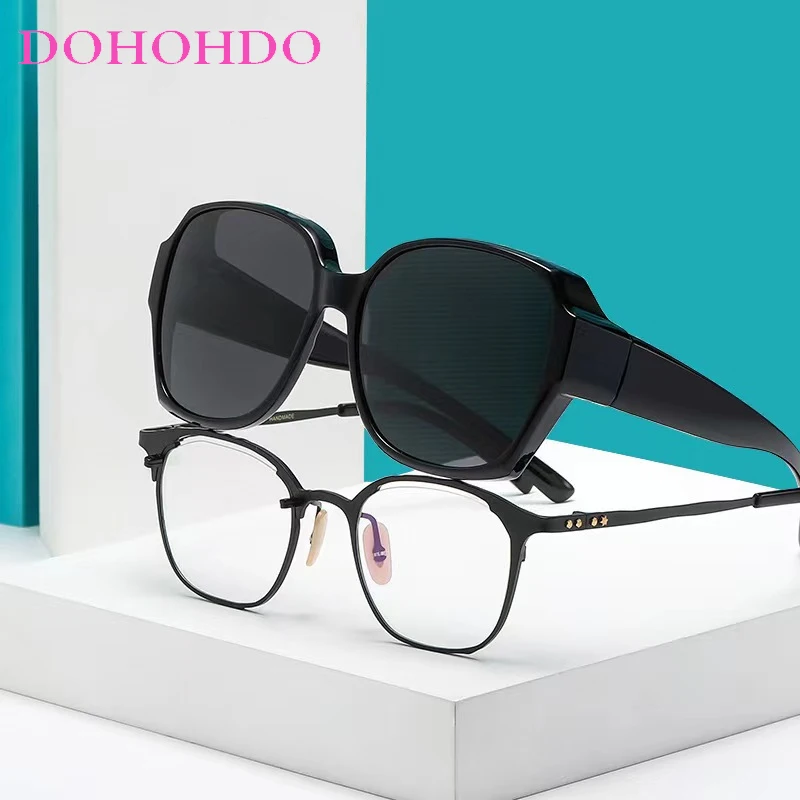 Protección UV que se puede usar sobre otras gafas polarizadas Mujeres Hombres Sombras cuadradas Envolver alrededor de gafas de sol polarizadas