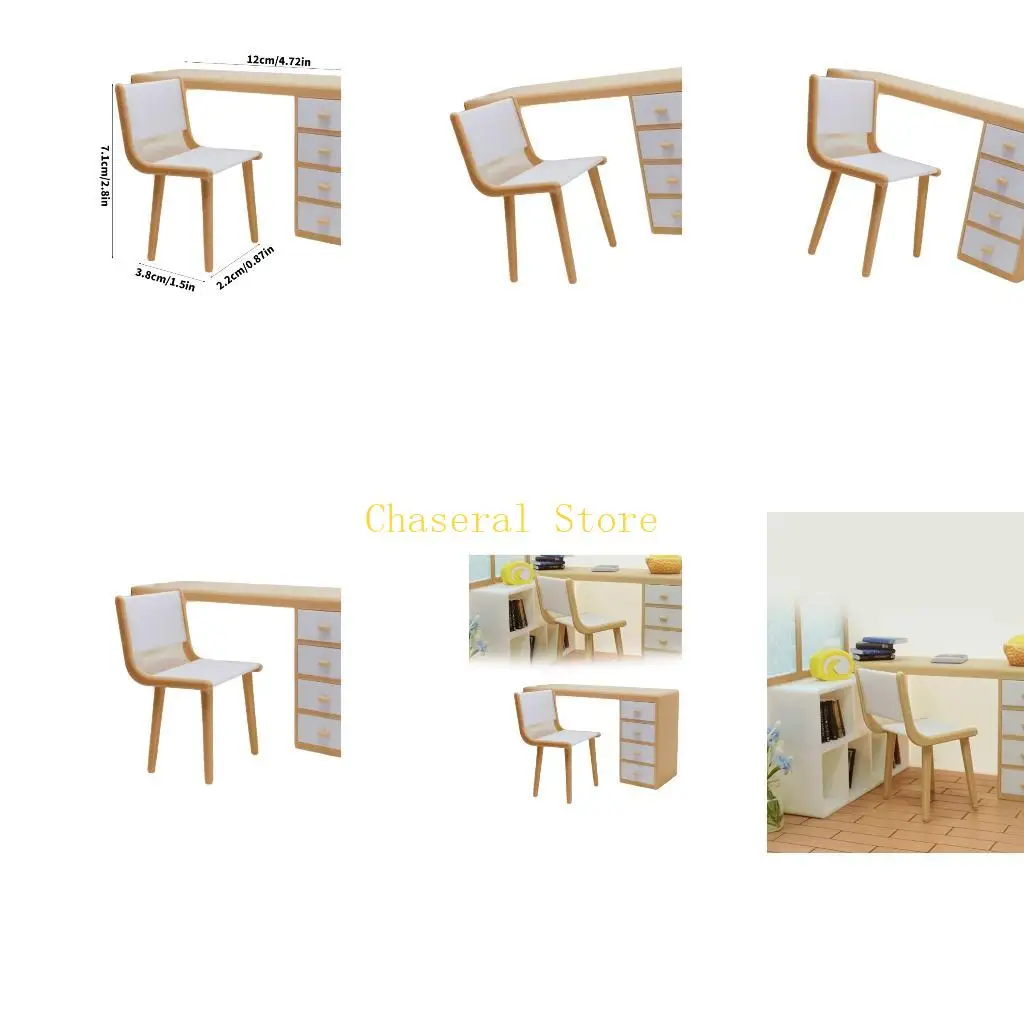E7CE Study Room Table Chair Furniture Set for Doll House Room Display Styling Use