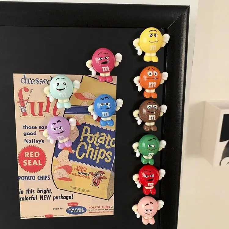 

10pcs 3D Stereoscopic Refrigerator Sticker Cartoon Chocolate Bean Person Refrigerator Message Board Decoration Magnetic Sticker