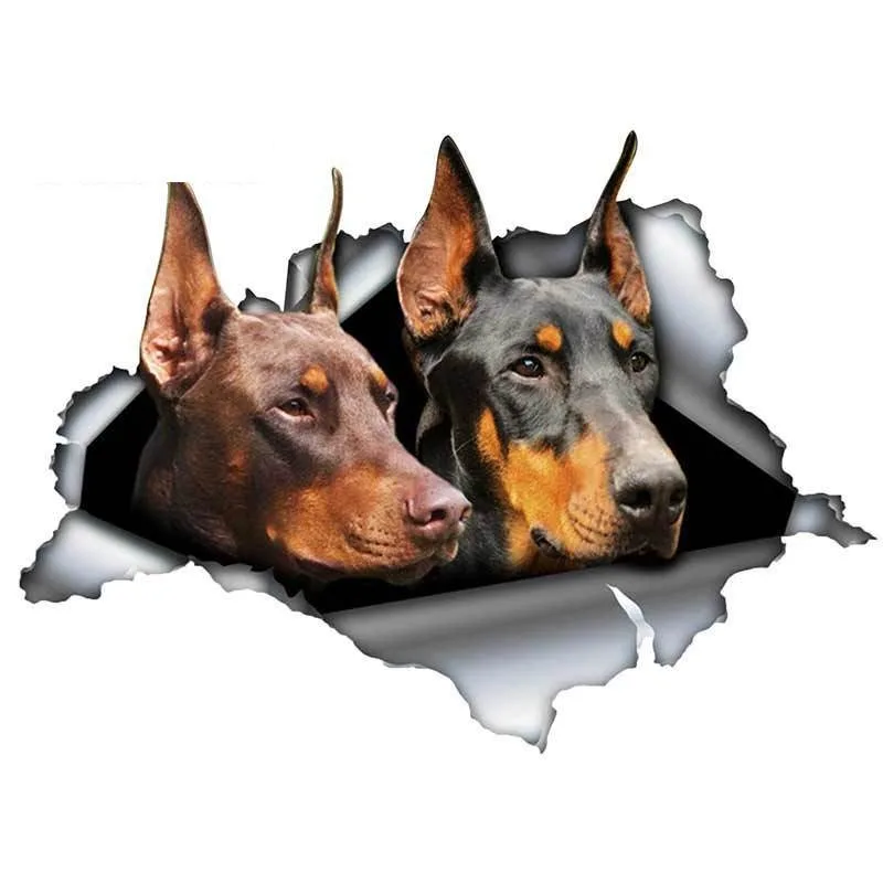 13cm X 10cm Hot Sell Creative Car Sticker Black and Red Doberman Accessories Car Styling Cover Scratches Waterproof PVC