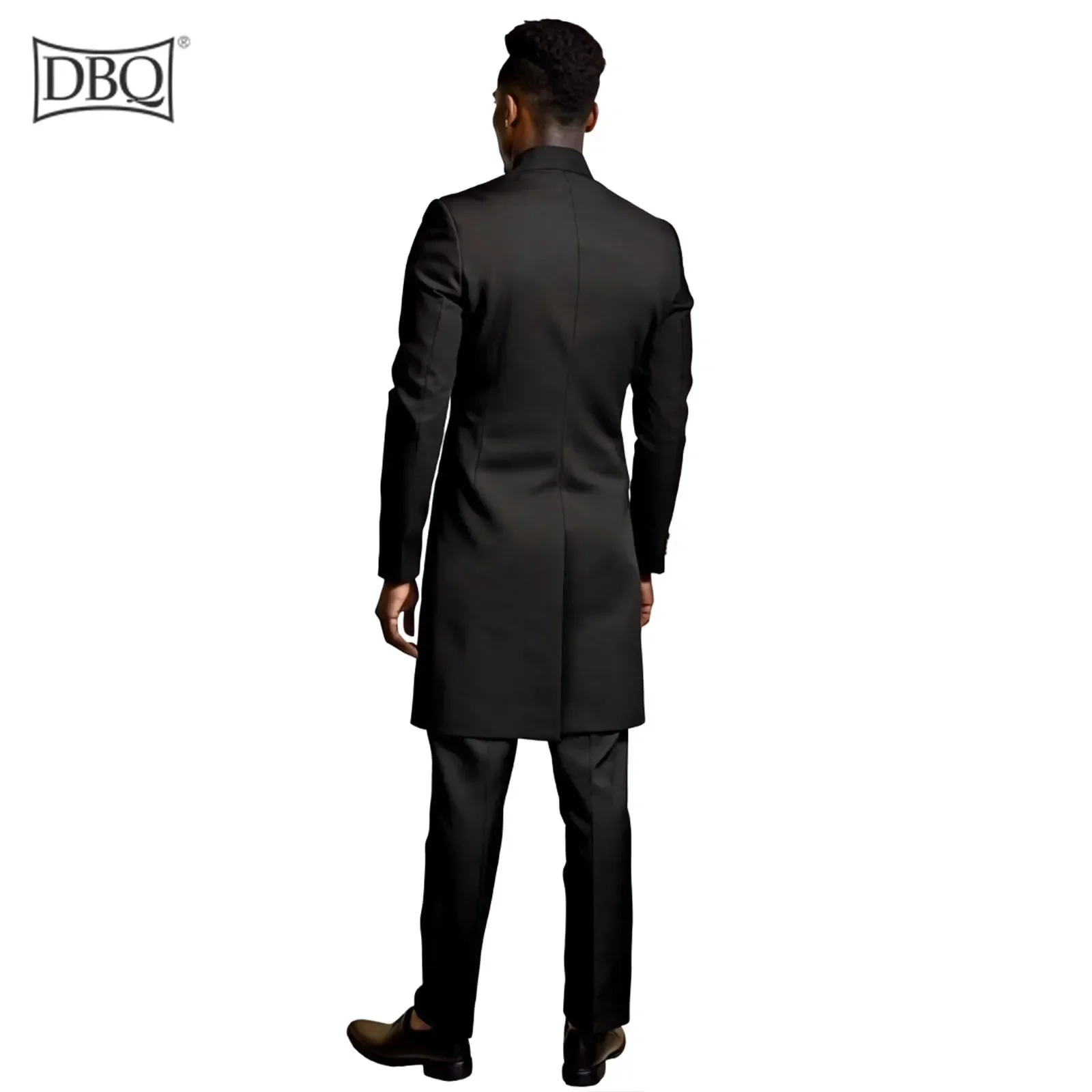 DBQ African Suits for Men Slim Fit Double Breasted Long Blazer and Trousers 2 Piece Set Traditional Outfits