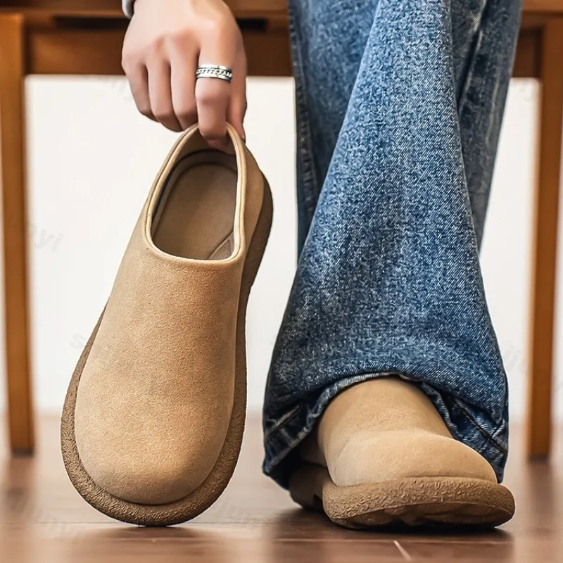 

Лаконичные однотонные повседневные полутапочки на толстой подошве для мужчин, осенние модные тенденции 2024, универсальные удобные нескользящие массивные драггеры