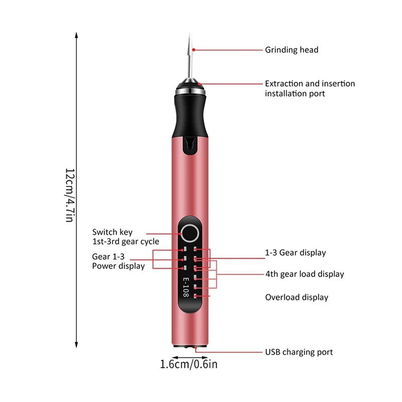 Engraving Pen Electric Engraving Tool Kit Rechargeable DIY Mini Engraver Etching Pen For Carving Glass Wood Stone