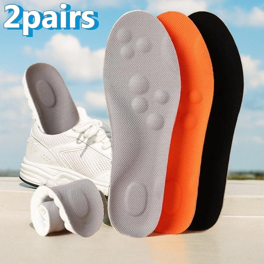 1/2 Pairs 4D Cloud Technologyt High Elasticity Sports Deodorant Insoles for Shoes PU Sole Breathe for Feet Men Running Insole