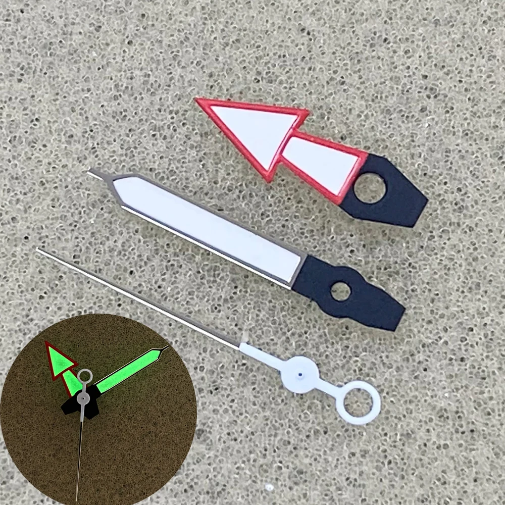 New NH35 Hands Red and White Pointers Green Luminous Watch Hands for NH35 NH36 4R Movement 9.5mm 13.5mm 14mm Three Needles