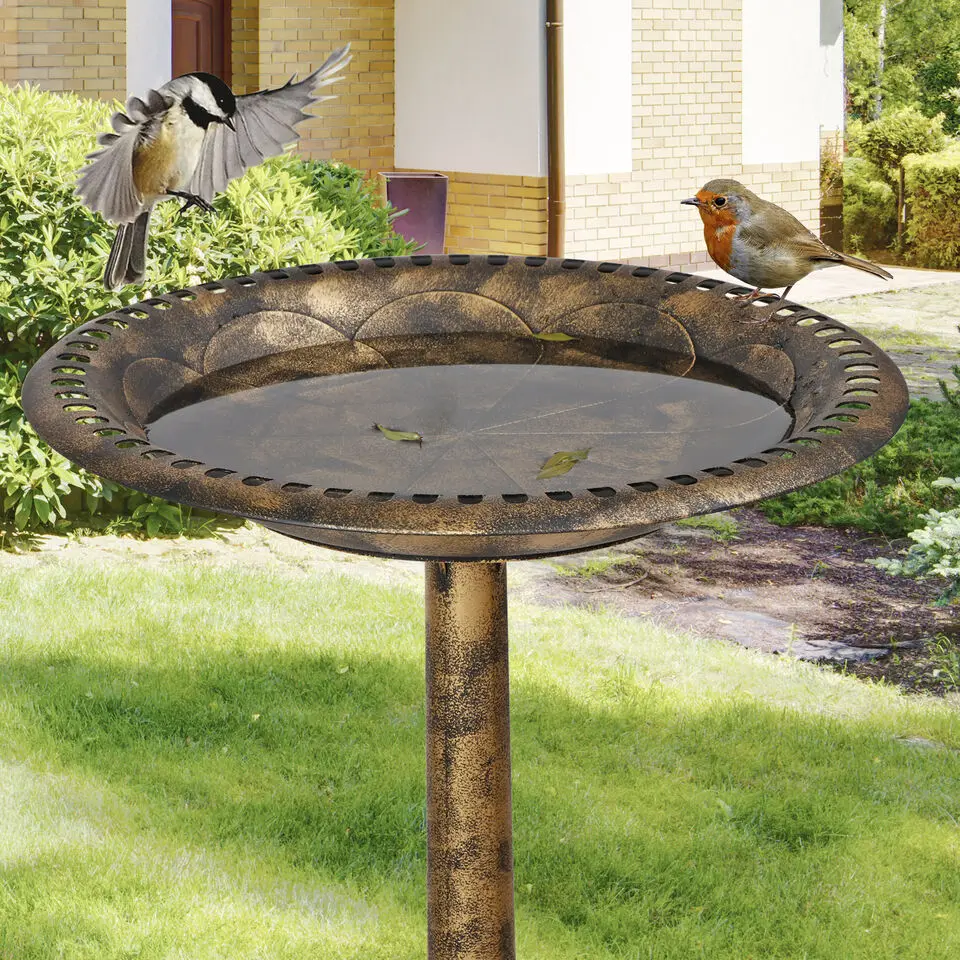 28" Vintage Birdbath Height Pedestal Durable Bird Bath Yard Garden Decor