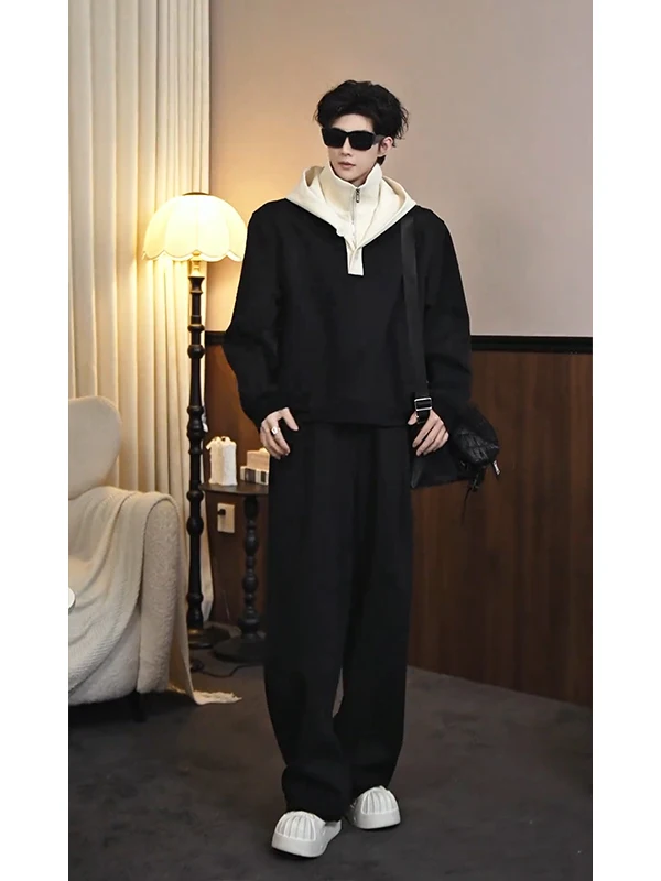 

Мужской спортивный костюм American Sle Heavyweight Casual Sport Set: весенний комплект из двух предметов с худи и толстовкой с длинным рукавом, создающий ощущение премиум-класса