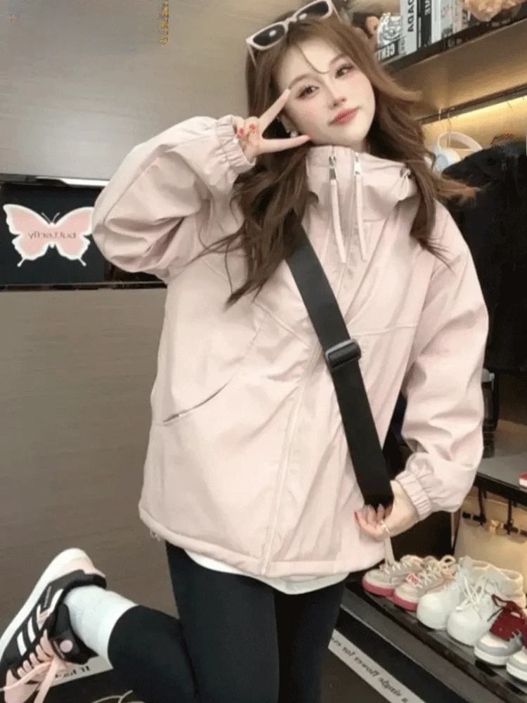 

Thickened Short Hooded Double Zipper Women's Jacket Autumn Winter New Style Casual Versatile Cotton Top for Small Figures