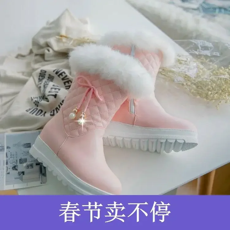 Korean Version Of Children'S Snow Boots Thickened Warm Short Boots Autumn And Winter Girls Cotton Boots