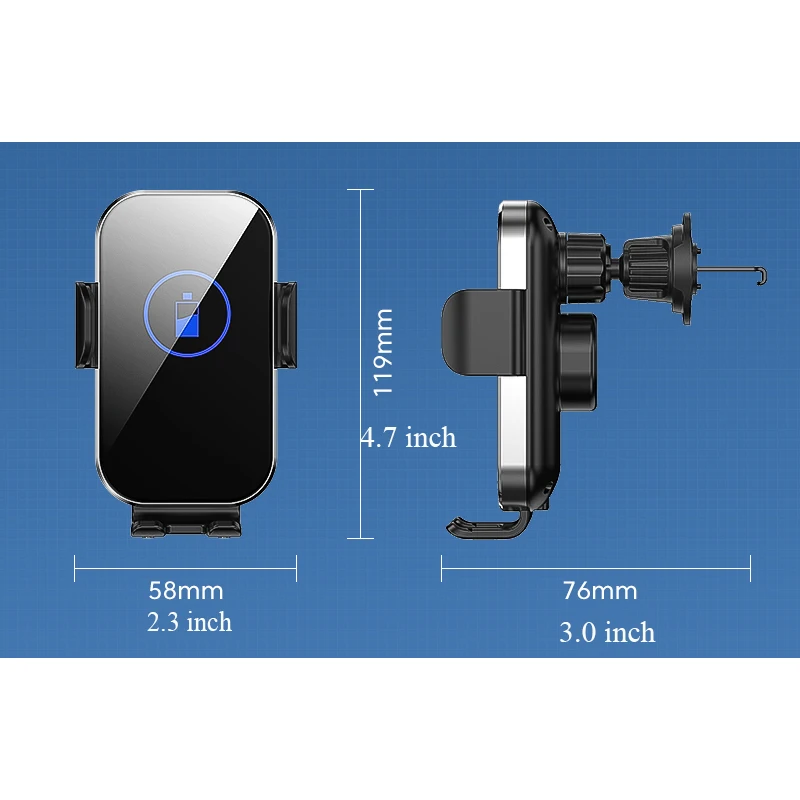 15W Auto-Clamping Wireless Car Charger for iPhone 15 14 13 12 11 Pro Max Plus Samsung S24 S23 S22 S21 S20 Note 20, Google, LG