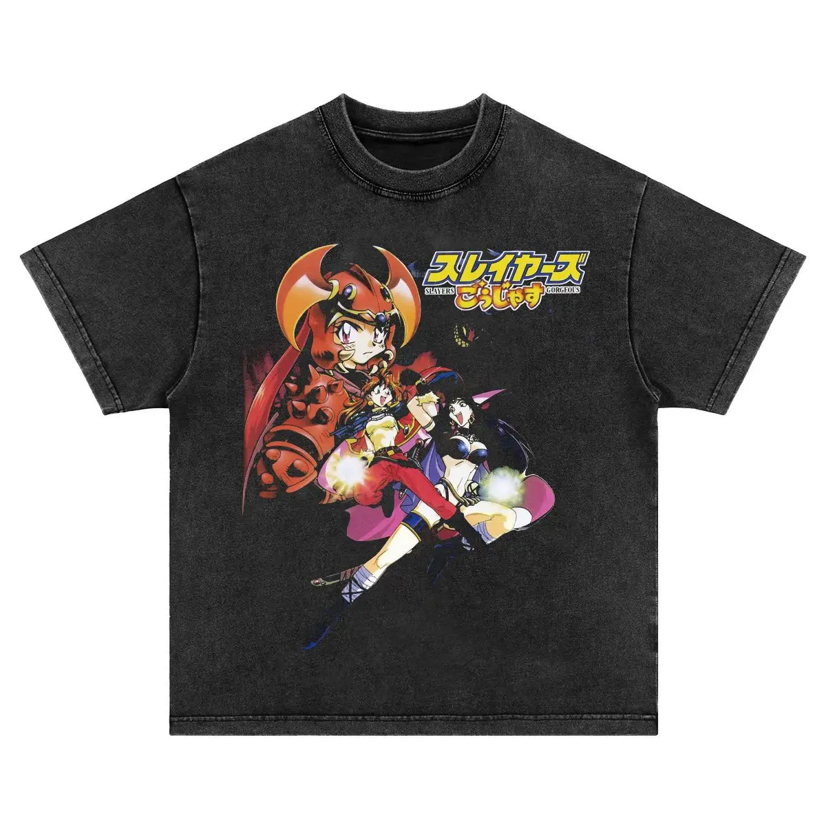 

2025 Japanese-style Anime Comic American Retro Washed and Aged Pure Cotton Round-neck Short-sleeved T-shirt for Boys and Girls