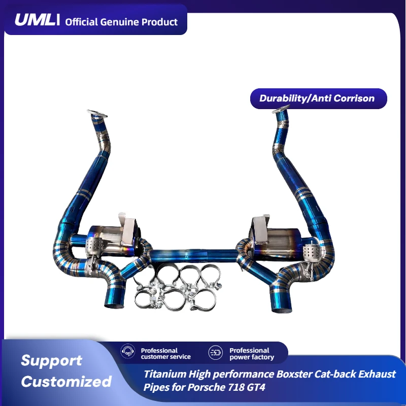 

Titanium High Performance Cat-Back Exhaust Pipes for Porsche 718 Boxster GT4 Cayman - Customizable Sound And Power Boost