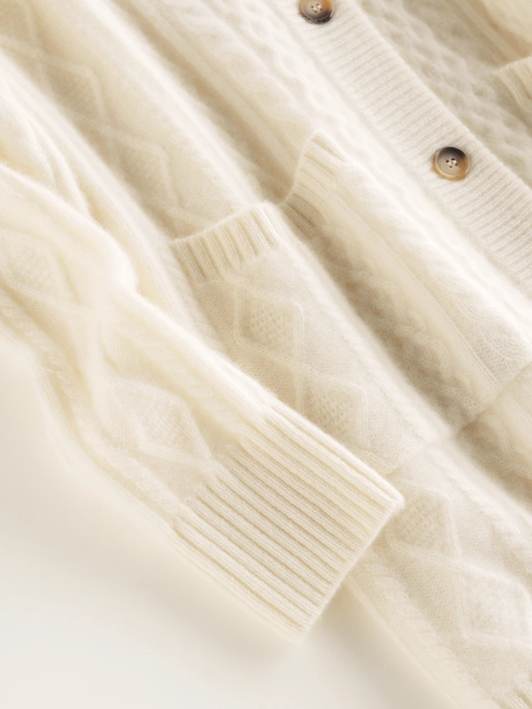 ADDONEE Women 100% Cashmere Sweater Long Cardigan Cable Knit Cashmere Sweater Coat Autumn Winter Thick Warm Vintage Style Tops image 6