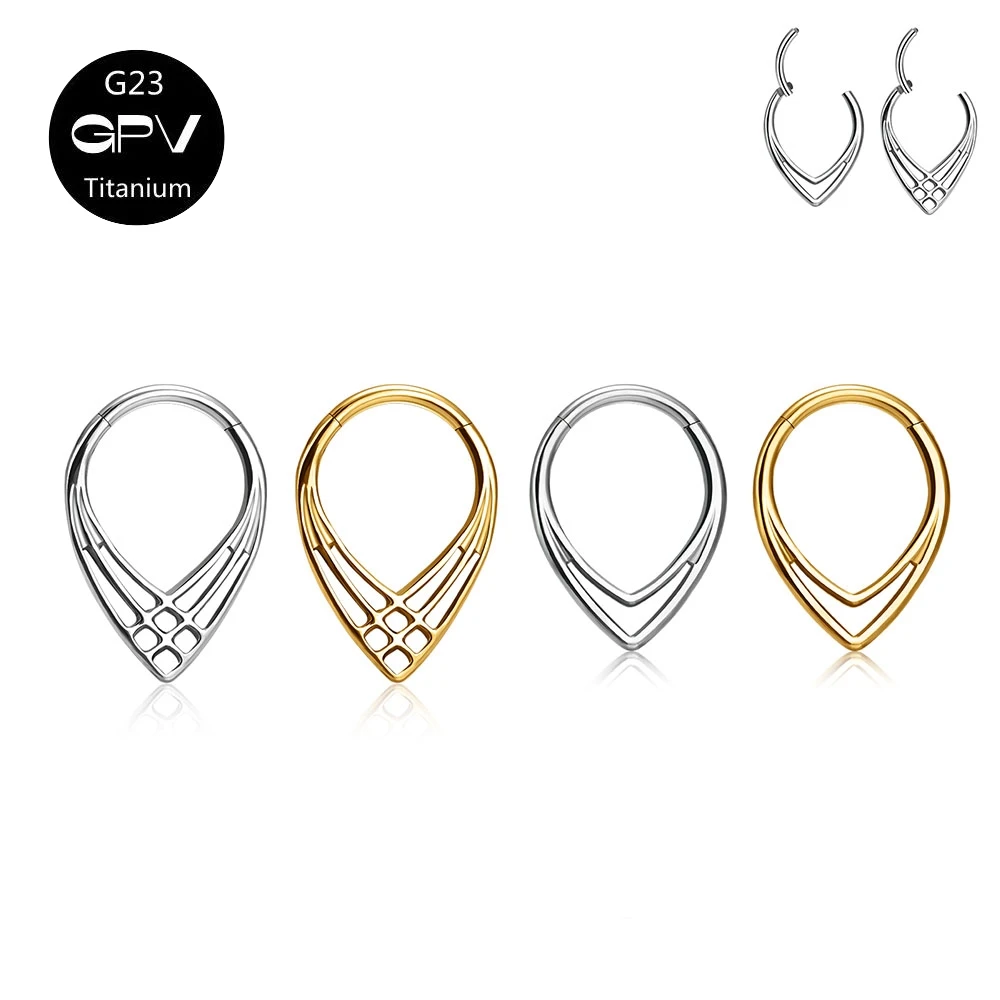 ASTM G23 Titanium Nasal Diaphragm Ring Water Drop Cross Punk Male and Female Nose Rings Perforated Jewelry Earrings