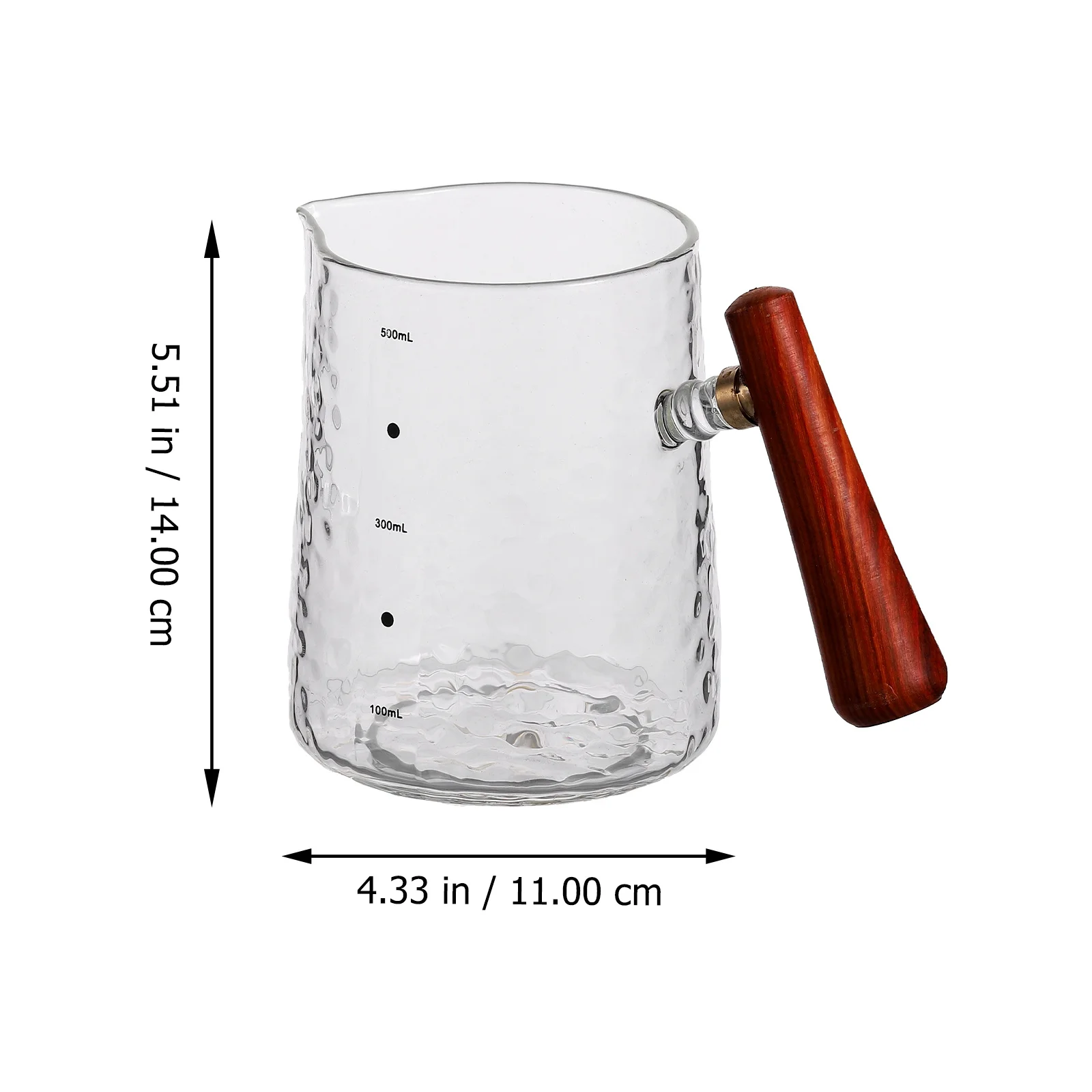 

Glass Coffee Frothing Cup Wood Handle Ideal for Home Restaurants Hotel Clear Measuring Cooking Milk Frothing Pitcher