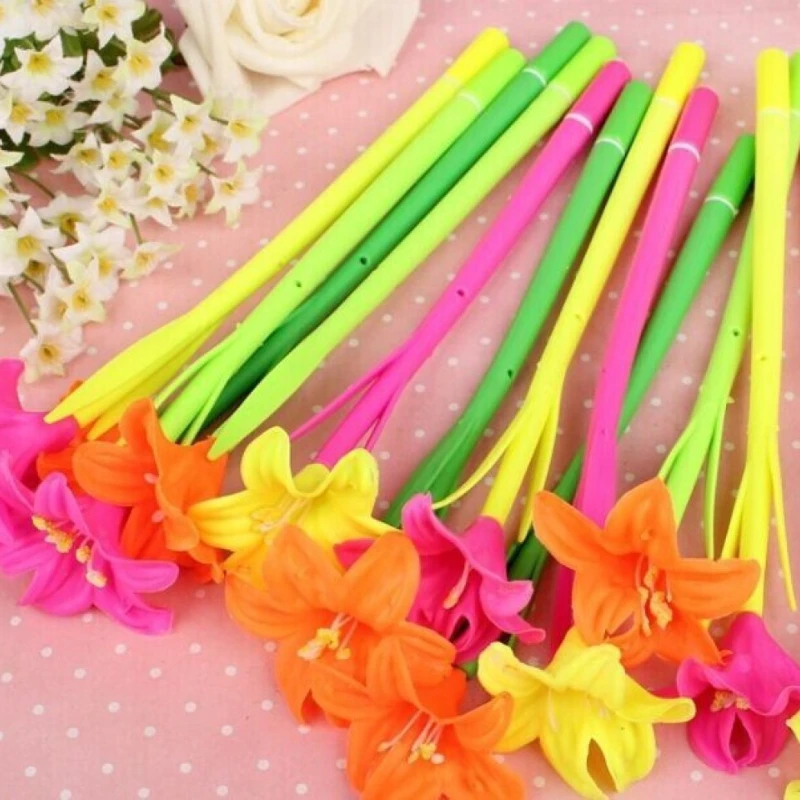 50PCS  Silicone flower shaped gift pen cute shape neutral pen black student prize sun flower pen