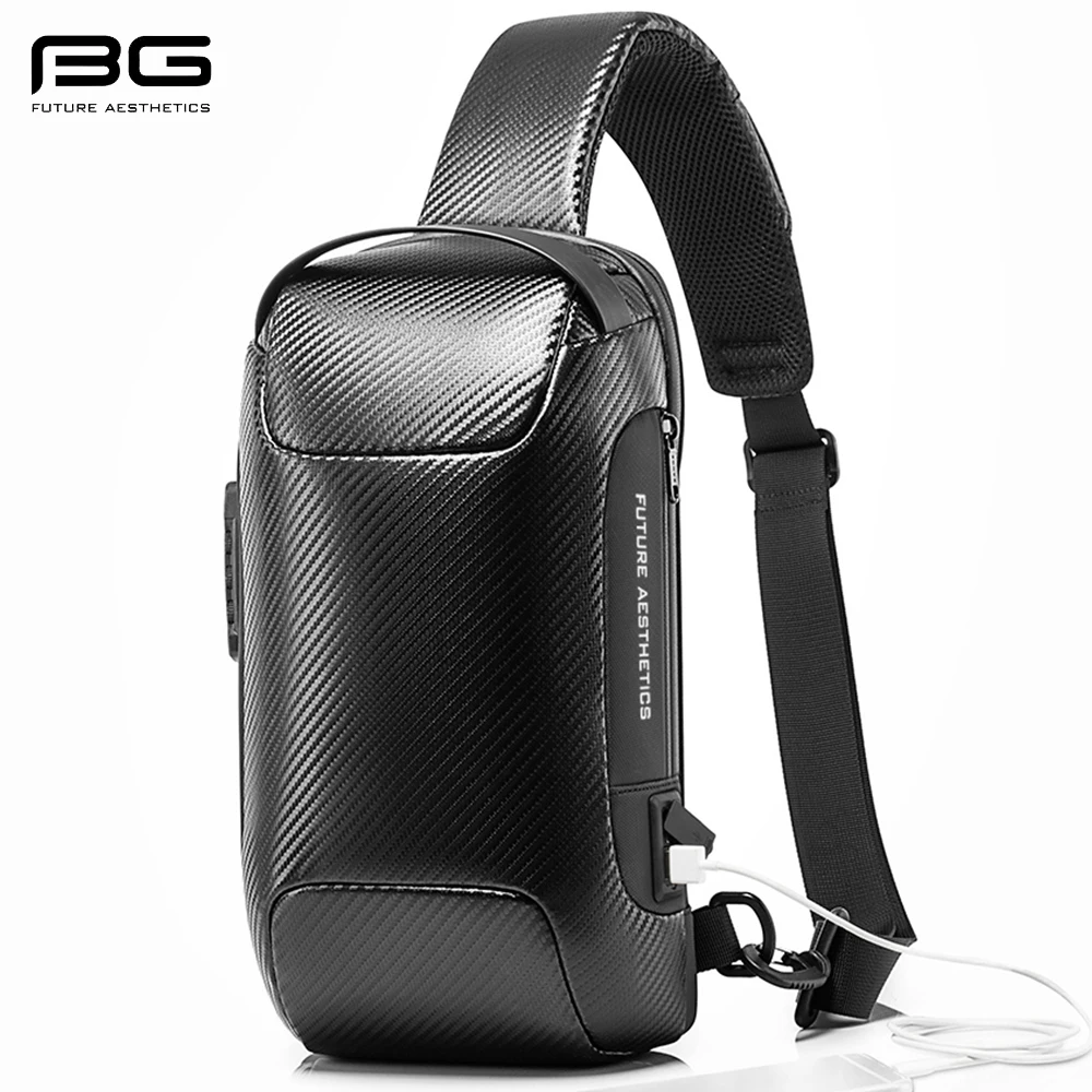 BANGE Male Shoulder Bags USB Charging Crossbody Bags Men Anti Theft Chest Bag School Summer Short Trip Messengers Bag New