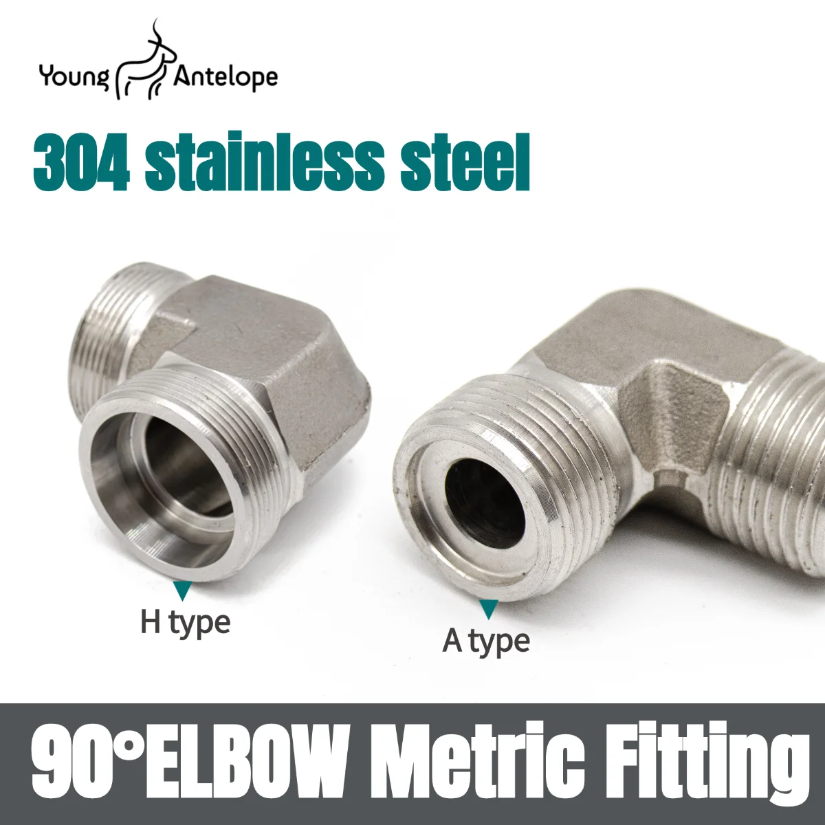 

304 Stainless Steel 90 Degree Elbow Metric A/H Type Male Thread High Pressure Hydraulic Oil Pipe Fitting Tube Connector