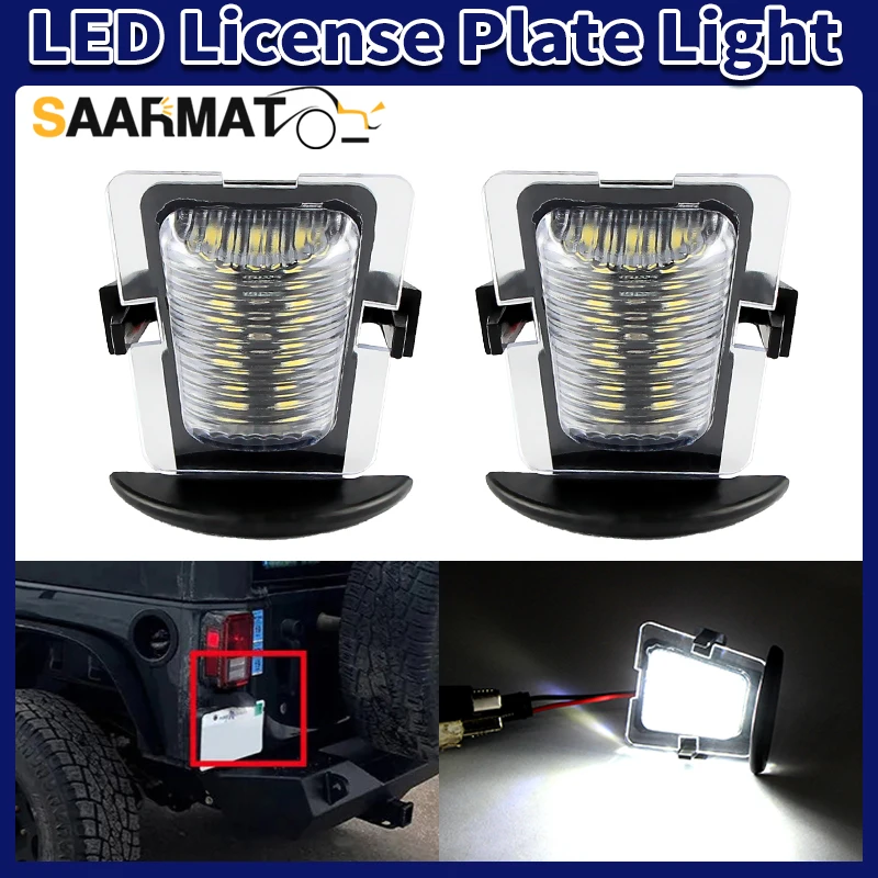For Jeep Wrangler 2007-2018 2008 2009 2010 2011 LED License Plate Light Number Plate Lamp OEM#:68064721AA Auto Accessory 2pcs