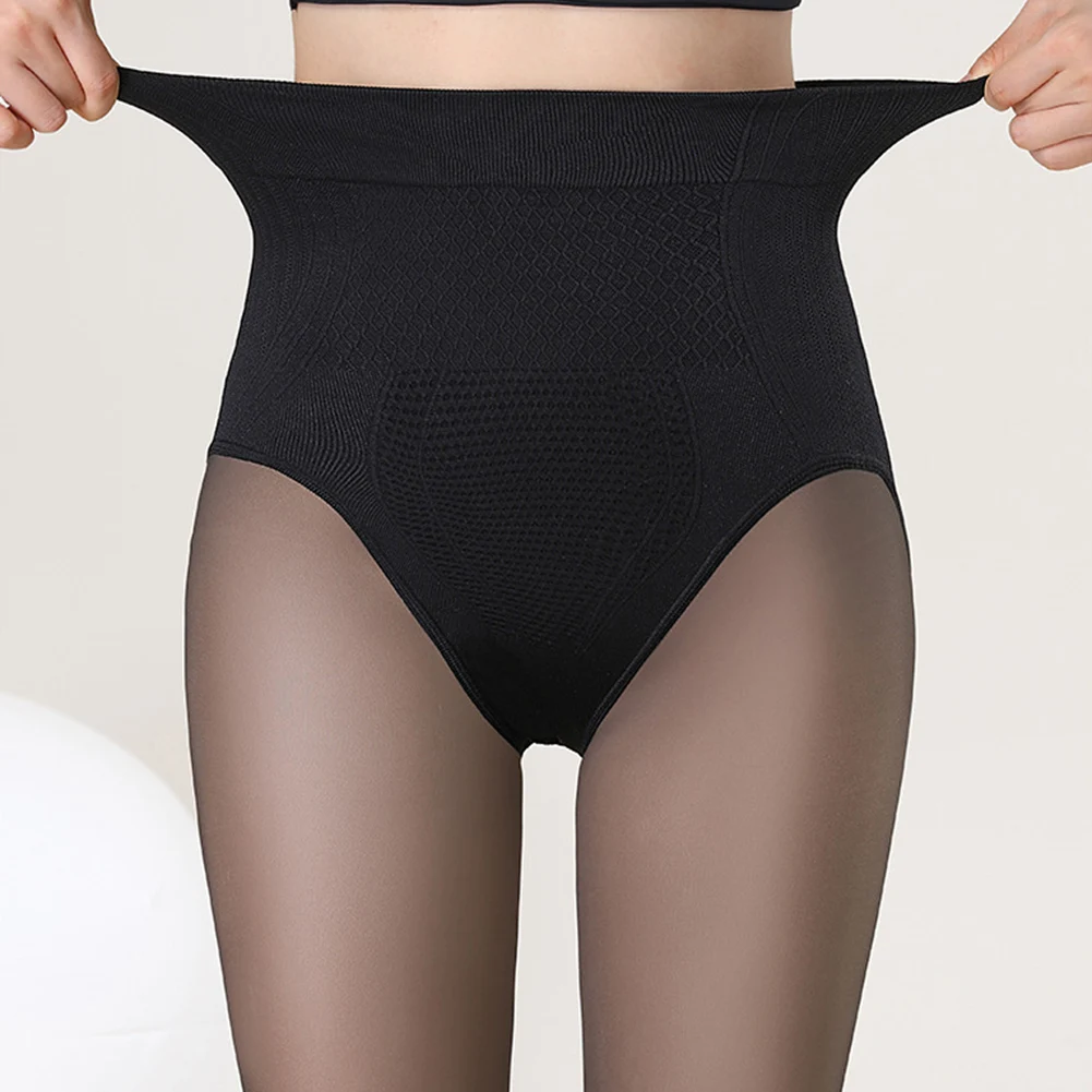 Black Silk Transparent Pantyhose Autumn And Winter Velvet Thickened High-waisted Hip Lift Sexy