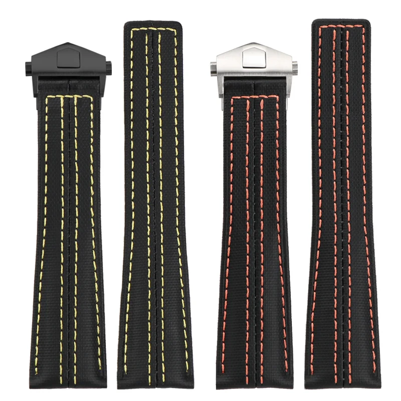 Ремешок нейлоновый из натуральной кожи для часов, 22 мм, с пряжкой из нержавеющей стали