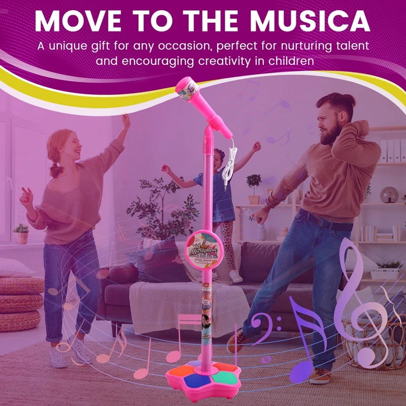 CEA Kids Microphone With Light Stand Toy,Height-Adjustable Microphone,Brain-Training Educational Toys Birthday Gift