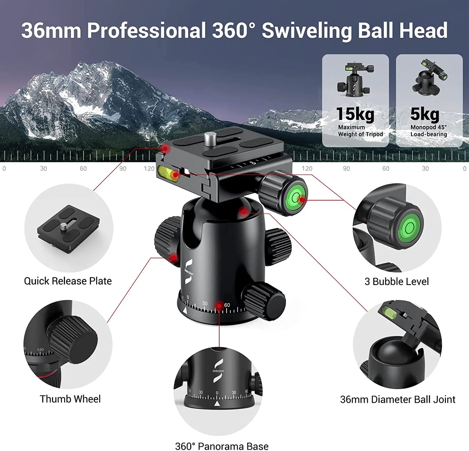 Складной штатив-Монопод из алюминиевого сплава, 360 °