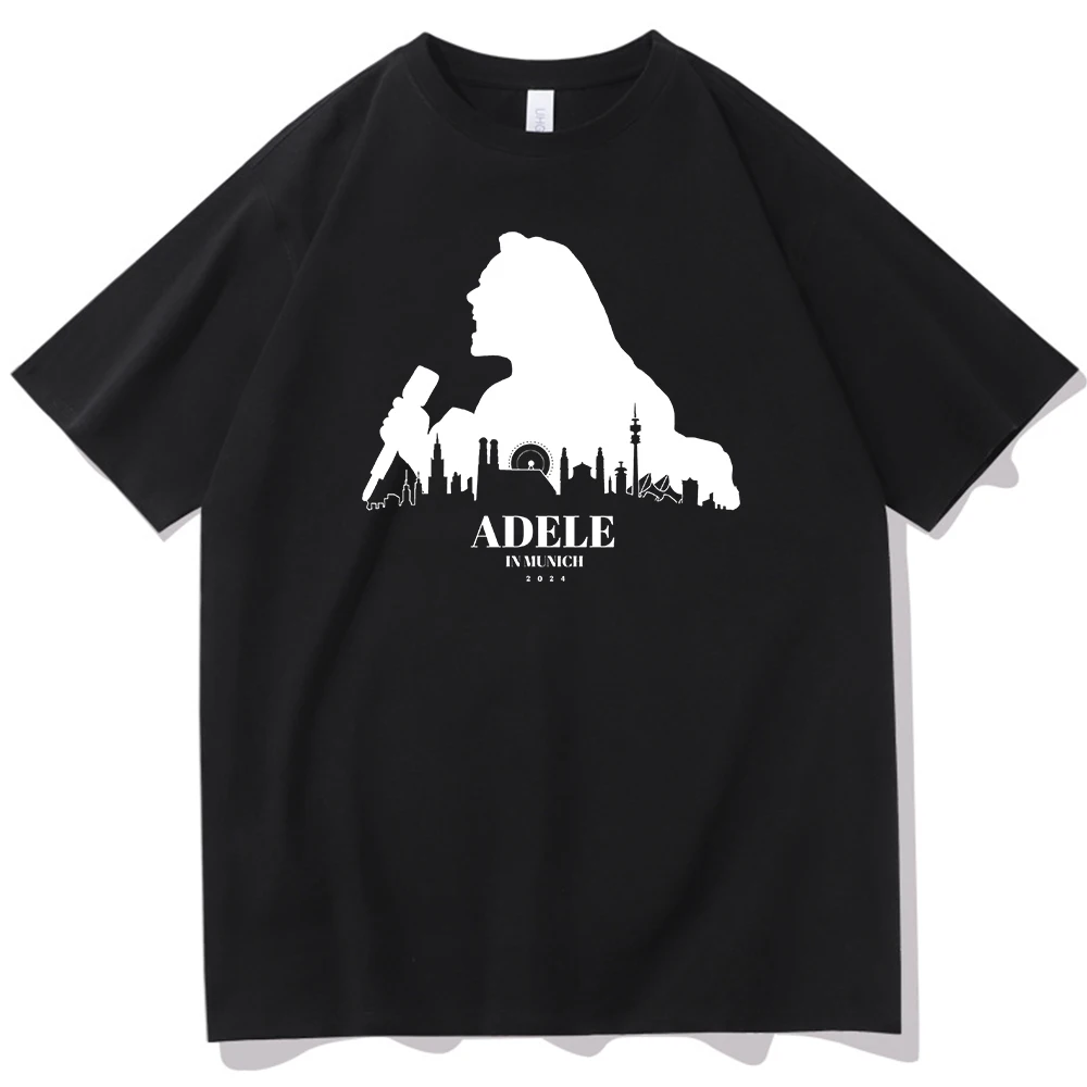 Adele In Munich Tour 2024 T-shirt O-Neck Short Sleeve Shirts Fans Gift