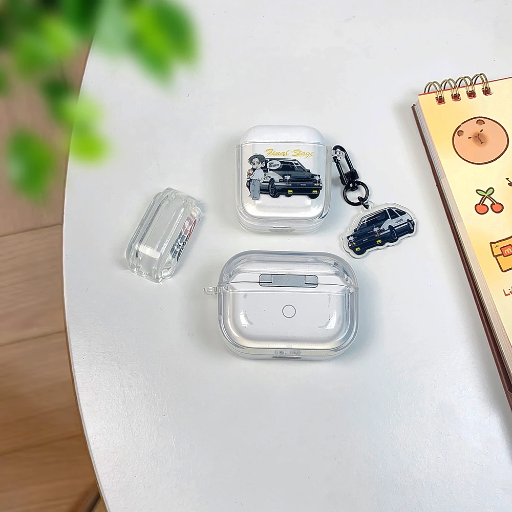 Cartoon Initial D Racing car Fujiwara Earphone Case for AirPods 1 2 3 Pro Pro2 4 Pro3 Wireless Bluetooth Headphone Cover