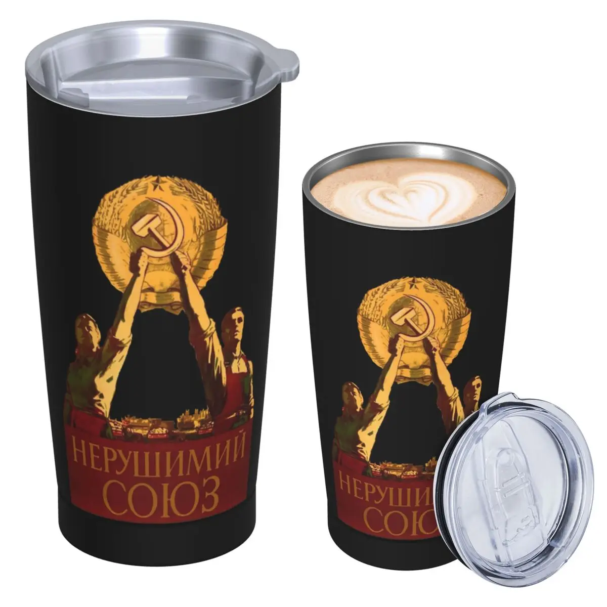 Soviet Union Russian USSR Distressed CCCP Stainless Steel Tumbler Vacuum Insulated Mug Thermal Cold Cups Straw With Lid 20oz